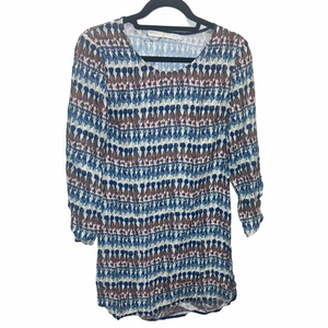 Marie Oliver Blue Tassel Print Silk Dress Size XSmall